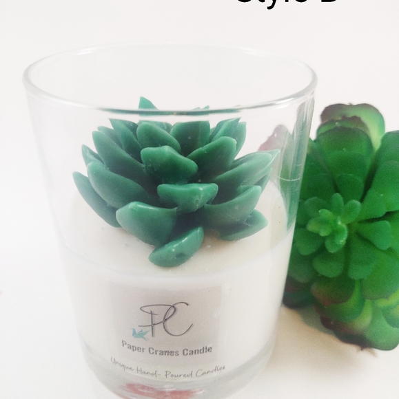 Mini terrarium succulent cactus soy wax candle - Picture 4 of 4